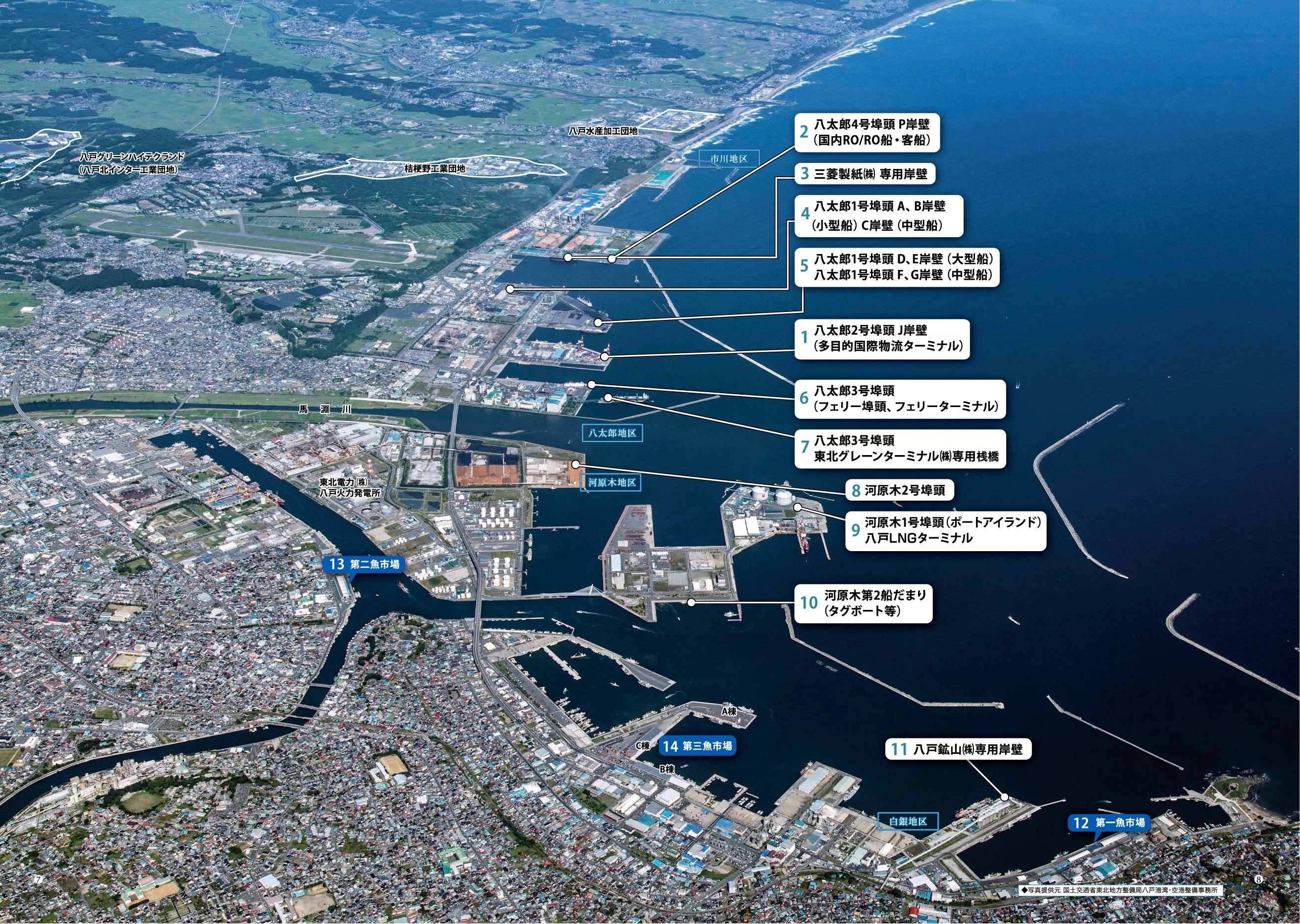 充実した港湾施設と工業地帯